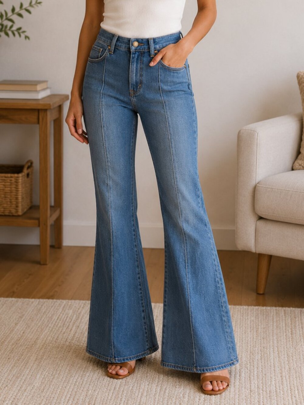 LOFT The Super Flare Light Blue Wide Leg Cotton Bell Bottom Denim Jeans Size 25